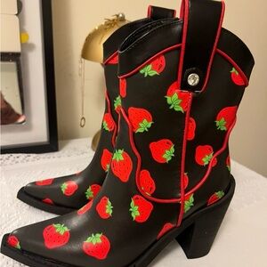 Strawberry Print Cowboy Boots